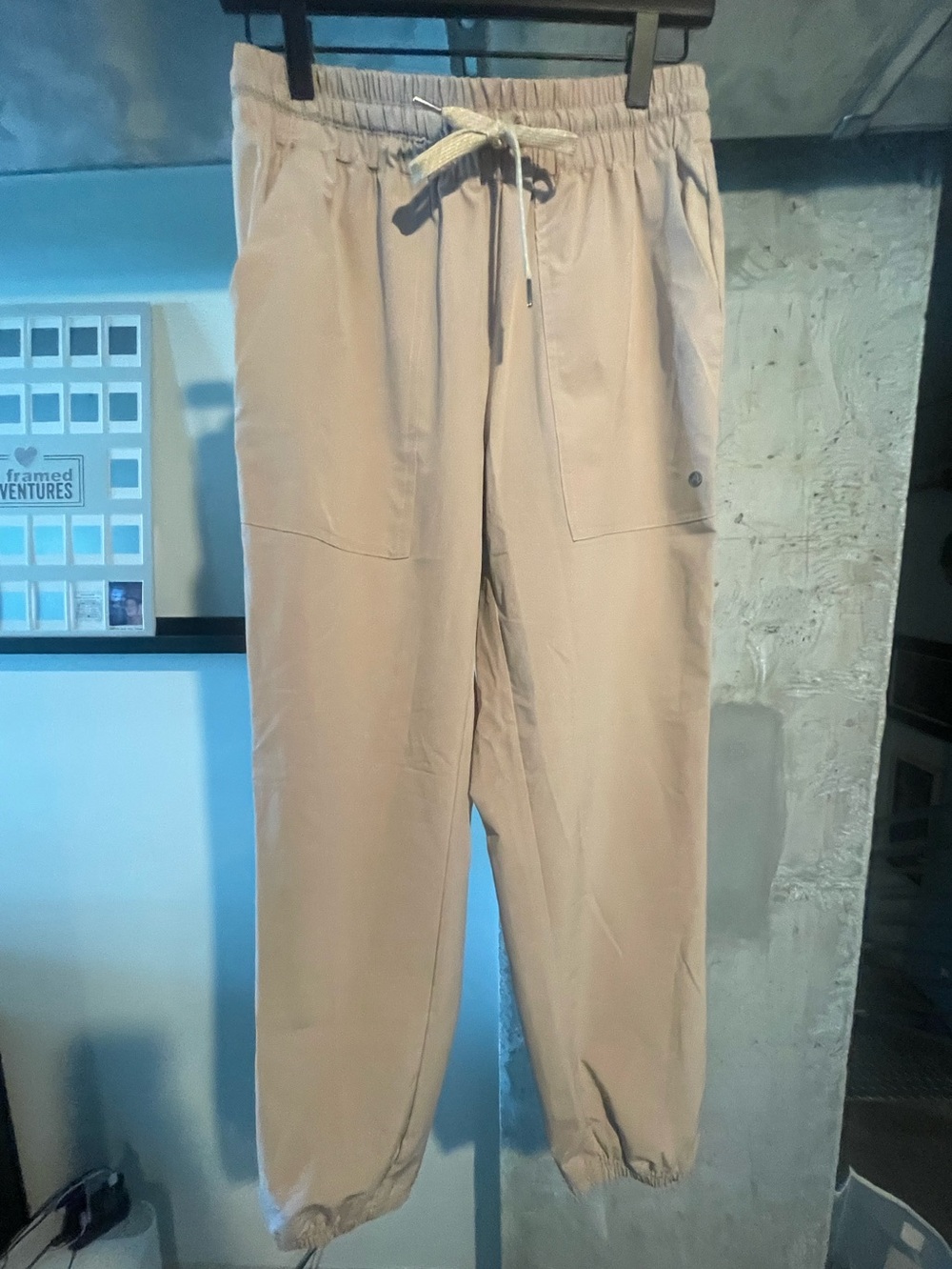 Apana Beige Elastic Waist Joggers with Drawstring